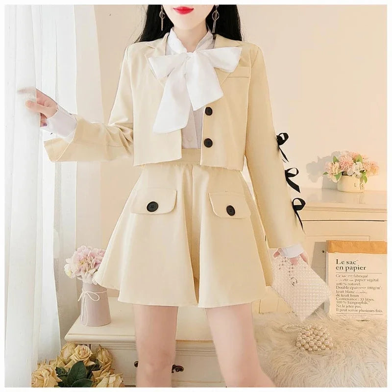 Peris Gems Off-white / M 2025 autumn new Korean style small fragrance trend fashion lady small suit small suit jacket + short skirt three-piece female 2025 autumn new Korean style small fragrance trend fashion lady small suit small suit jacket + short skirt three-piece female SHEIN Amazon Temu