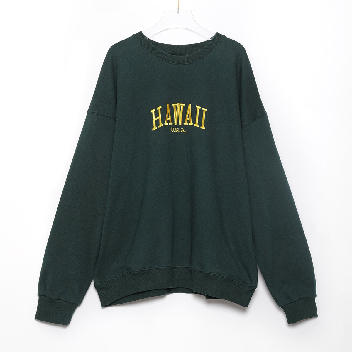 Peris Gems Olive Green Oversized Hawaii Embroidery Sweatshirt for Women | Olive Green Sweaters Oversized Hawaii Embroidery Sweatshirt for Women Olive Green SHEIN Amazon Temu