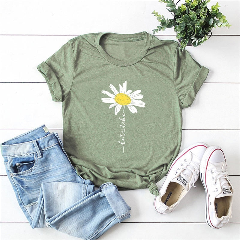Peris Gems Olive Green / S Daisy Graphic Print Cotton Shirts for Women | Oversized Shirts Daisy Graphic Print Cotton Shirts for Women |Oversized Shirt SHEIN Amazon Temu