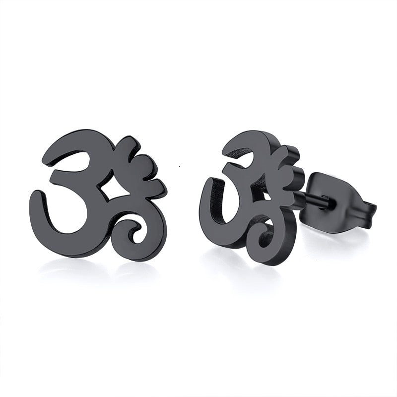 Peris Gems OM Black Unisex OM Symbol Aum Stud Earrings | Gold Silver Stainless Steel Earrings SHEIN Amazon Temu