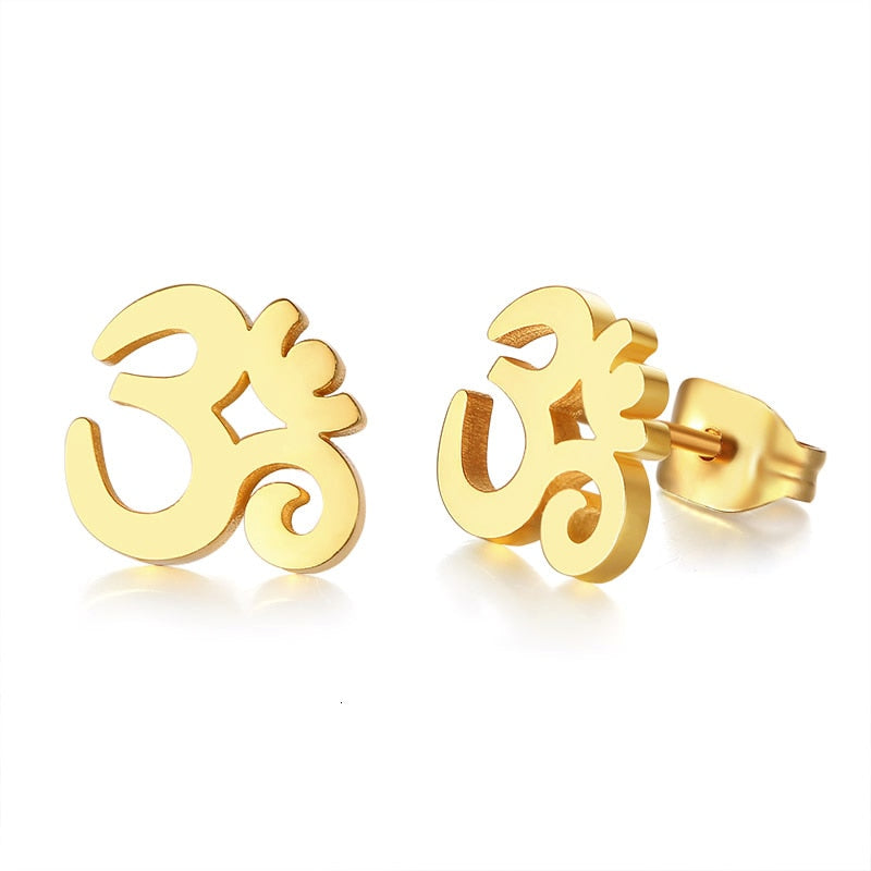 Peris Gems OM Gold Unisex OM Symbol Aum Stud Earrings | Gold Silver Stainless Steel Earrings SHEIN Amazon Temu
