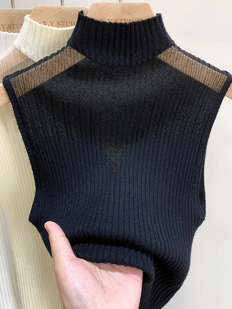 Peris Gems One Size / black Mesh Knitted Top Women Y2K Tank Top Half Neck Vest Female Sleeveless Sweater Chic Cut Out Streetwear Solid Skinny Tube Top Mesh Knitted Top Women Y2K Tank Top Half Neck Vest Female Sleeveless Sweater Chic Cut Out Streetwear Solid Skinny Tube Top SHEIN Amazon Temu