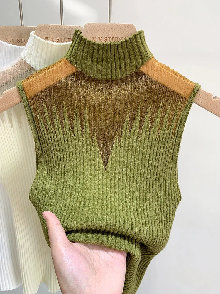 Peris Gems One Size / green Mesh Knitted Top Women Y2K Tank Top Half Neck Vest Female Sleeveless Sweater Chic Cut Out Streetwear Solid Skinny Tube Top Mesh Knitted Top Women Y2K Tank Top Half Neck Vest Female Sleeveless Sweater Chic Cut Out Streetwear Solid Skinny Tube Top SHEIN Amazon Temu