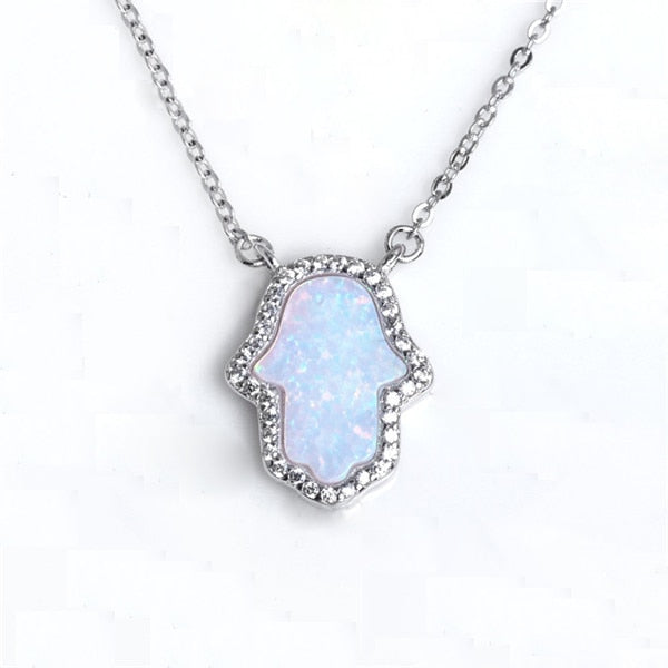 Peris Gems Opal Hamsa Hand of Fatima Pendant Necklace Unisex | Sterling Silver Opal Hamsa Hand of Fatima Pendant Necklace Unisex SHEIN Amazon Temu
