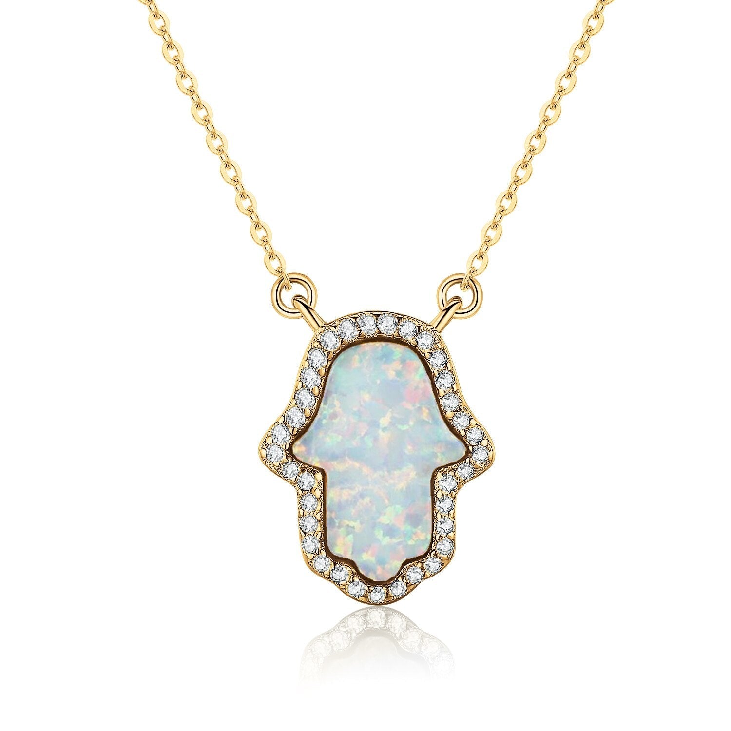 Peris Gems Opal Hamsa Hand of Fatima Pendant Necklace Unisex | Sterling Silver Opal Hamsa Hand of Fatima Pendant Necklace Unisex SHEIN Amazon Temu