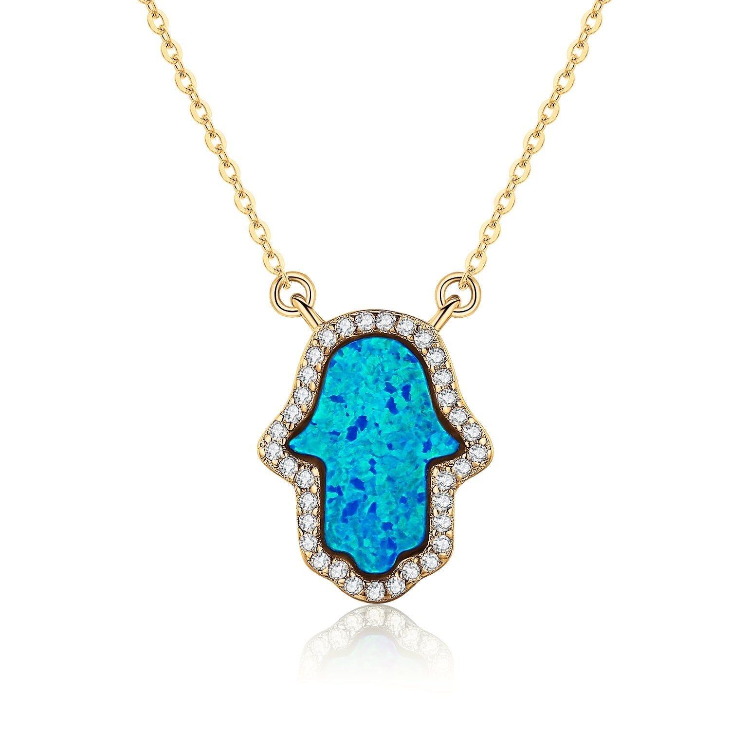 Peris Gems Opal Hamsa Hand of Fatima Pendant Necklace Unisex | Sterling Silver Opal Hamsa Hand of Fatima Pendant Necklace Unisex SHEIN Amazon Temu