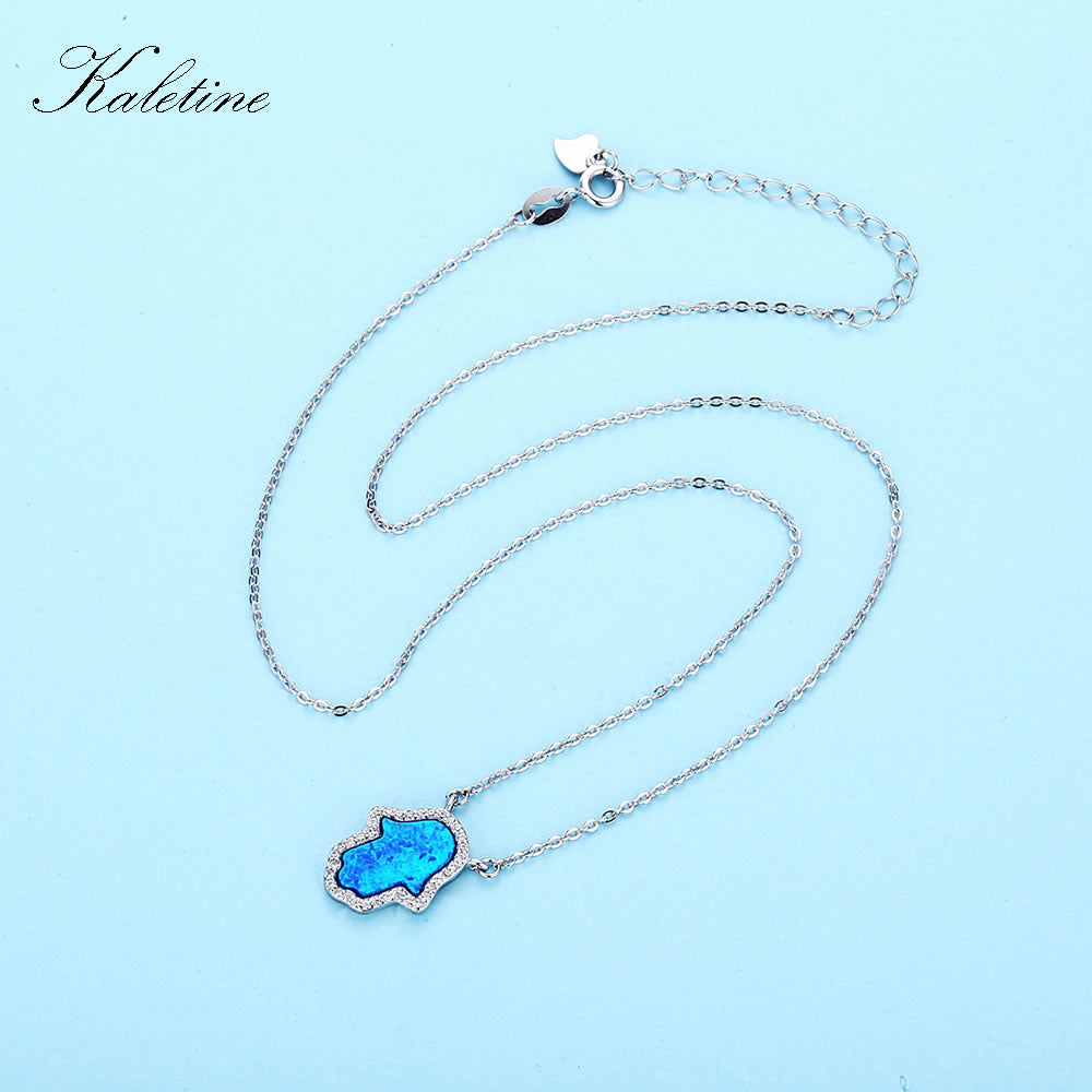 Peris Gems Opal Hamsa Hand of Fatima Pendant Necklace Unisex | Sterling Silver Opal Hamsa Hand of Fatima Pendant Necklace Unisex SHEIN Amazon Temu