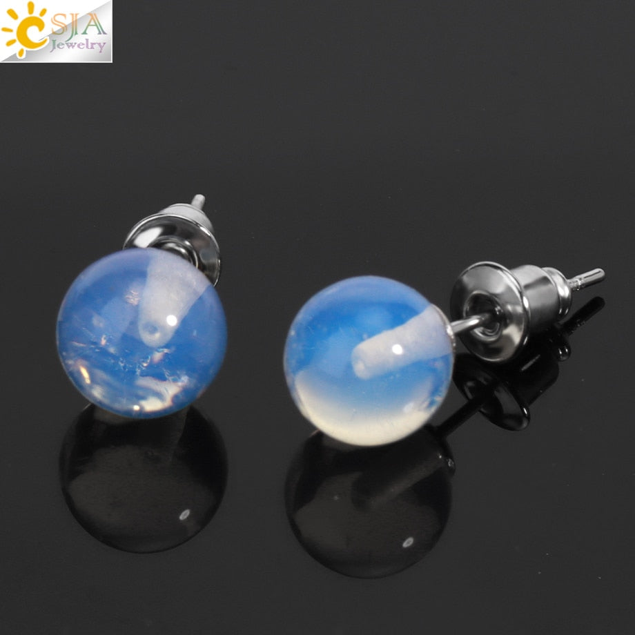 Peris Gems Opal Round 8mm Natural Quartz Stud Earrings for Women SHEIN Amazon Temu