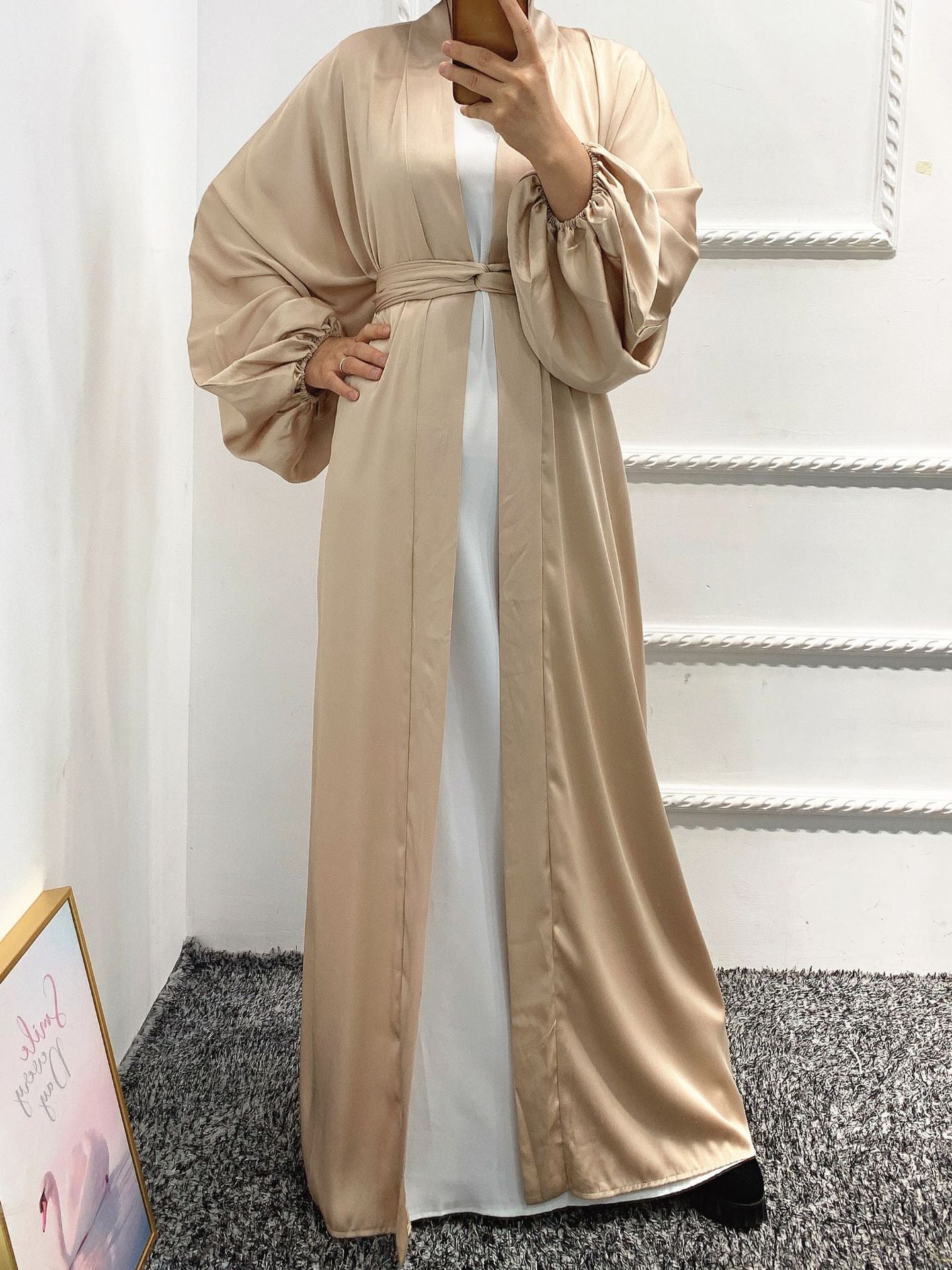 Peris Gems Open Abaya Muslim Caftan Robe for Women | All Season Comfortable Robe Open Abaya Muslim Caftan Robe for Women | All Season Robe SHEIN Amazon Temu