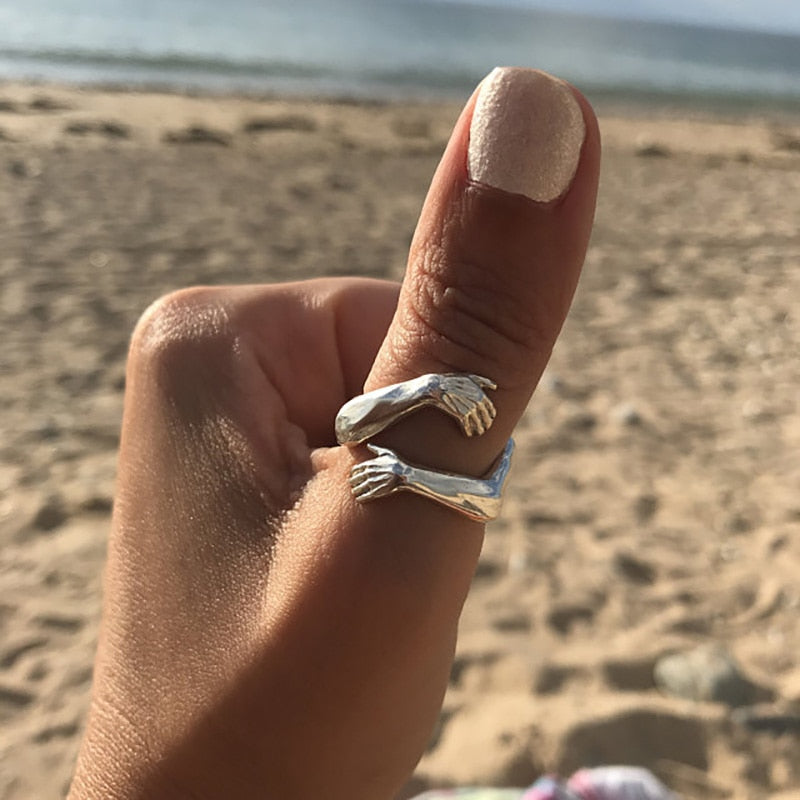 Peris Gems Open Hugging Hands Adjustable Rings Unisex SHEIN Amazon Temu