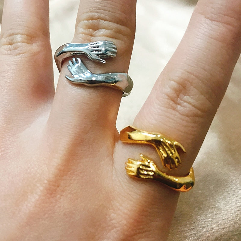 Peris Gems Open Hugging Hands Adjustable Rings Unisex SHEIN Amazon Temu