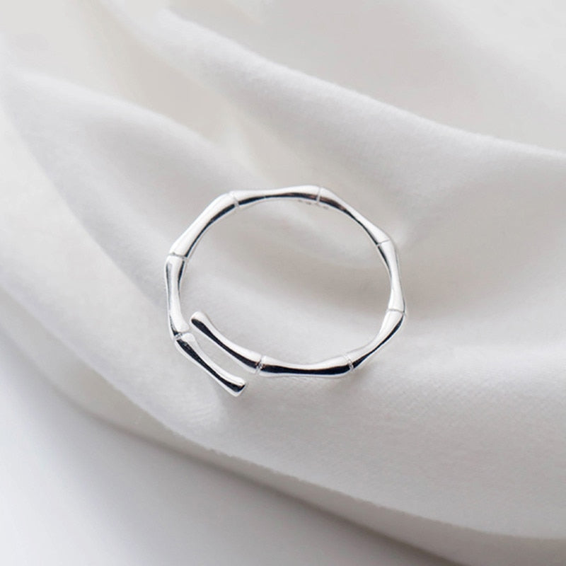 Peris Gems Opening Silver Bamboo Style Ring Unisex | 925 Sterling Silver Ring Opening Silver Bamboo Style Ring Unisex |925 Sterling Silver SHEIN Amazon Temu