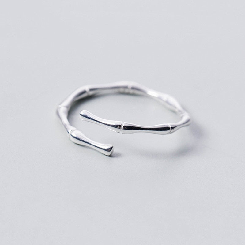 Peris Gems Opening Silver Bamboo Style Ring Unisex | 925 Sterling Silver Ring Opening Silver Bamboo Style Ring Unisex |925 Sterling Silver SHEIN Amazon Temu