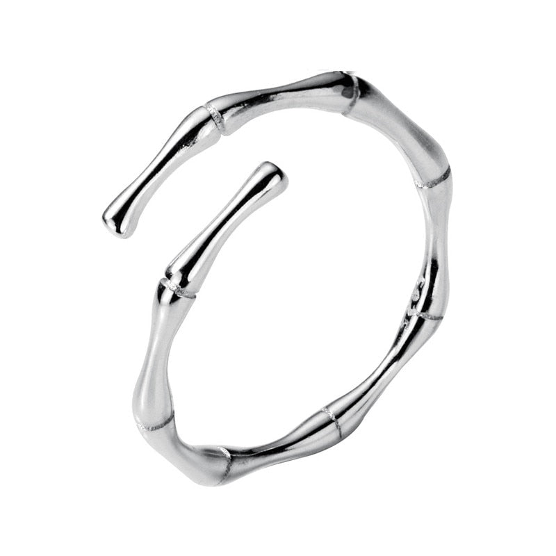 Peris Gems Opening Silver Bamboo Style Ring Unisex | 925 Sterling Silver Ring Opening Silver Bamboo Style Ring Unisex |925 Sterling Silver SHEIN Amazon Temu