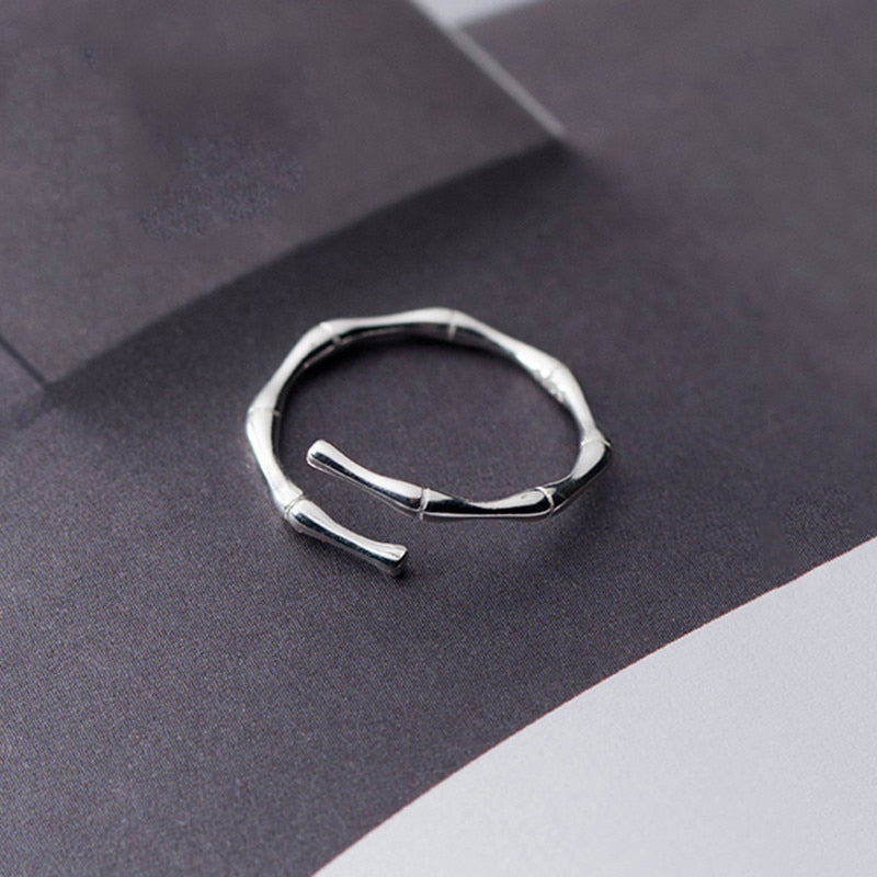 Peris Gems Opening Silver Bamboo Style Ring Unisex | 925 Sterling Silver Ring Opening Silver Bamboo Style Ring Unisex |925 Sterling Silver SHEIN Amazon Temu