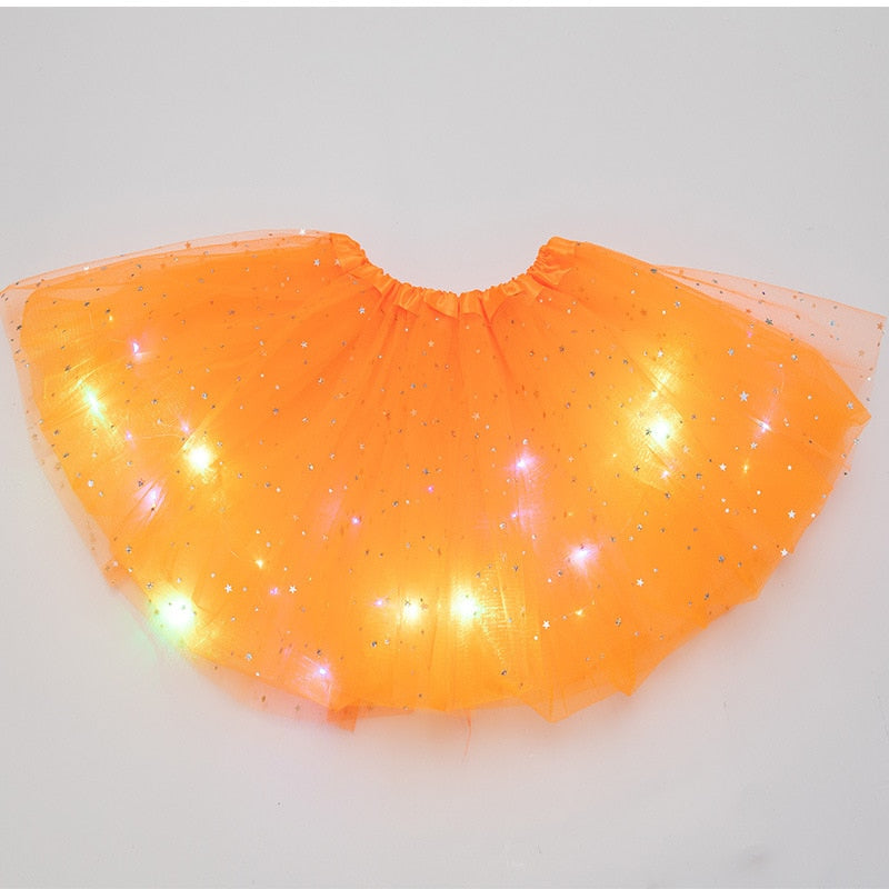 Peris Gems orange / 3-12 years old LED Glowing Kid Girls Princess Tutu Skirts | Children Dancing Miniskirt LED Glowing Kid Girls Princess Tutu Skirts Dancing Miniskirt SHEIN Amazon Temu