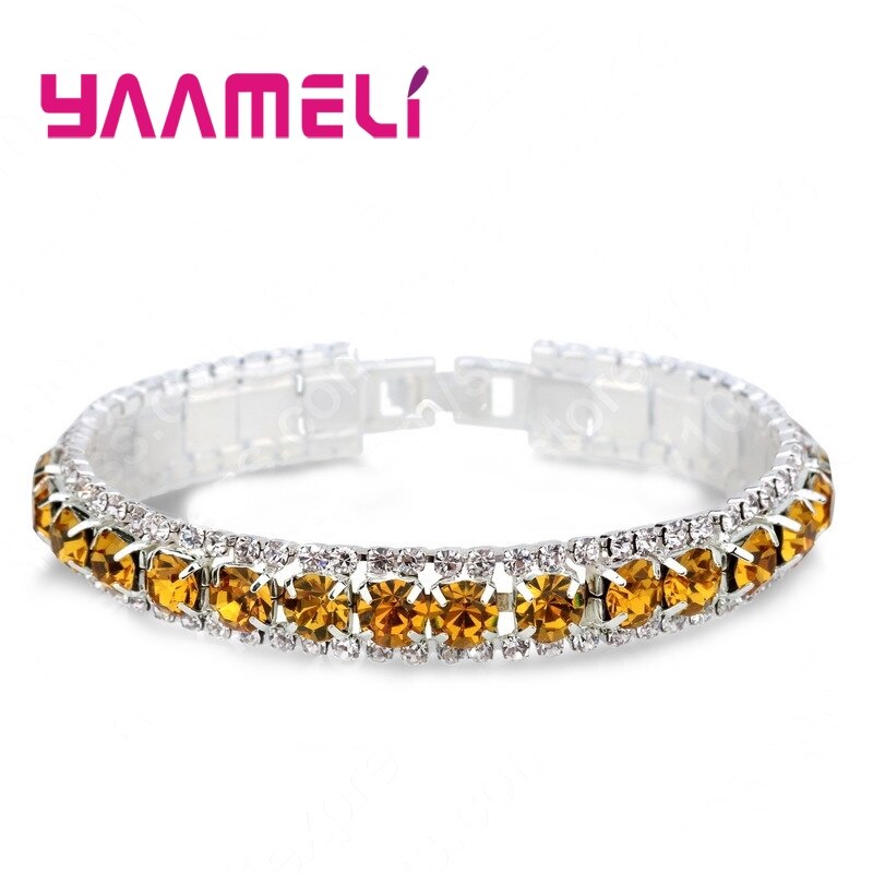 Peris Gems Orange Austrian Opal Chain-Link Bracelets for Women | Sterling Silver Austrian Opal Chain-Link Bracelets for Women | SHEIN Amazon Temu