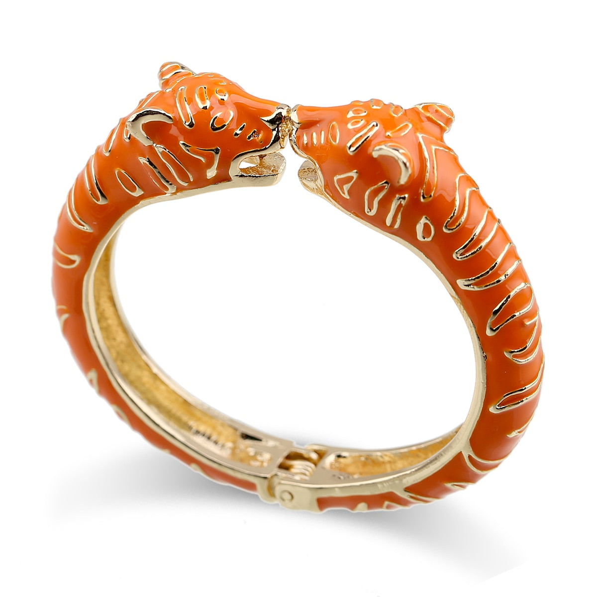 Peris Gems Orange Leopard Head Cuff Bangle for Women | Gold Plated Enamel Bracelets Leopard Head Cuff Bangle for Women | Gold Plated Bracelets SHEIN Amazon Temu