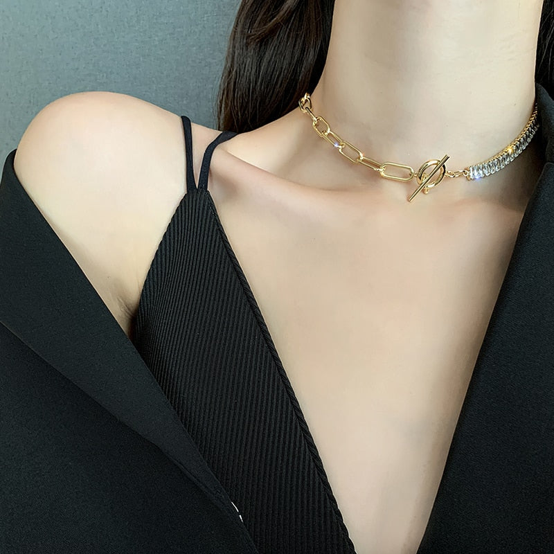 Peris Gems OT Buckle Baguette Diamond Golden Necklace for Women SHEIN Amazon Temu