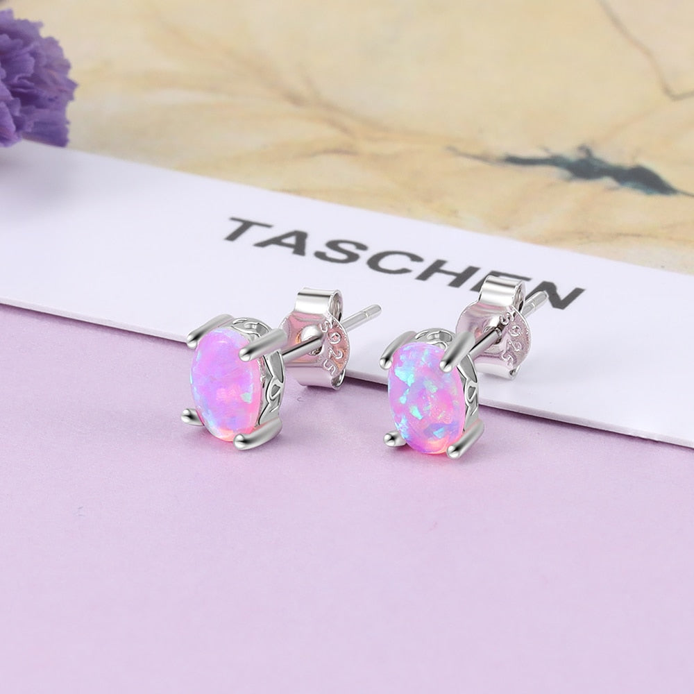 Peris Gems Oval Opal Silver Stud Earrings for Women | 925 Sterling Silver 4mm Moonstone Oval Opal Silver Stud Earrings for Women | 925 Sterling SHEIN Amazon Temu