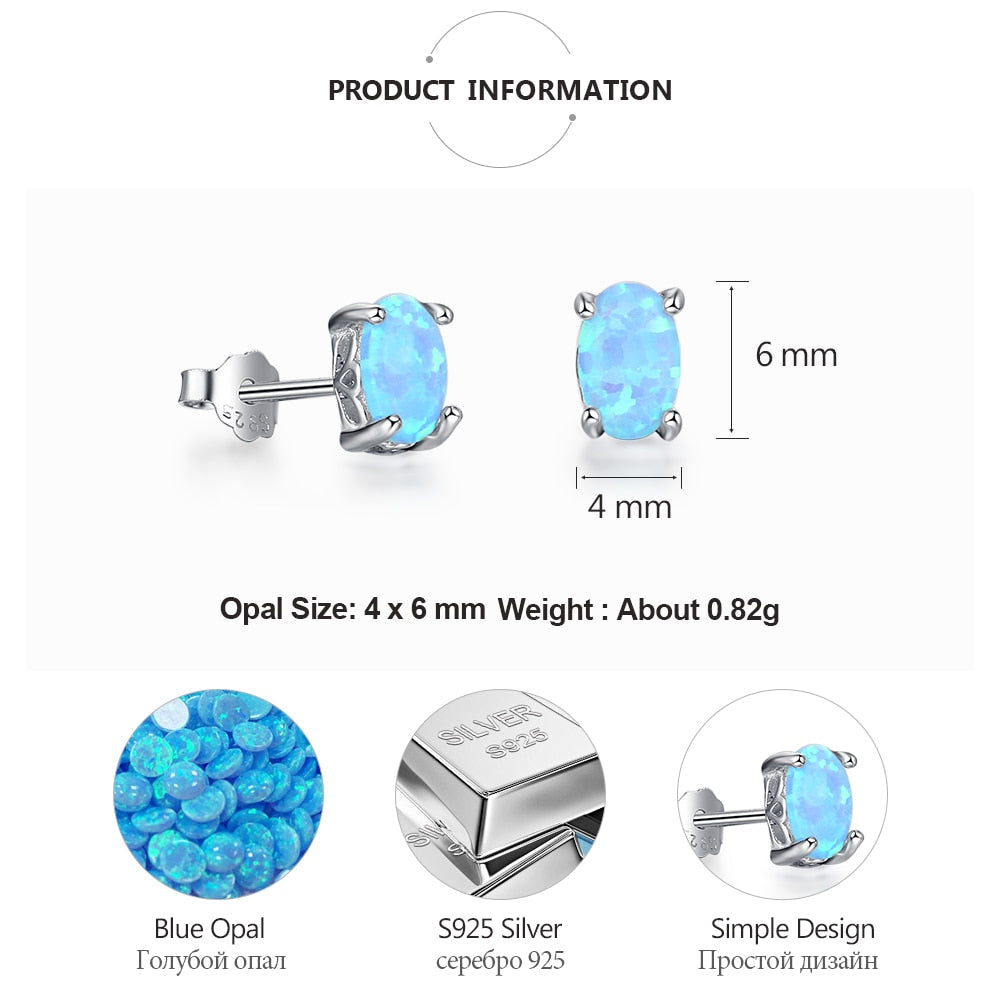 Peris Gems Oval Opal Silver Stud Earrings for Women | 925 Sterling Silver 4mm Moonstone Oval Opal Silver Stud Earrings for Women | 925 Sterling SHEIN Amazon Temu