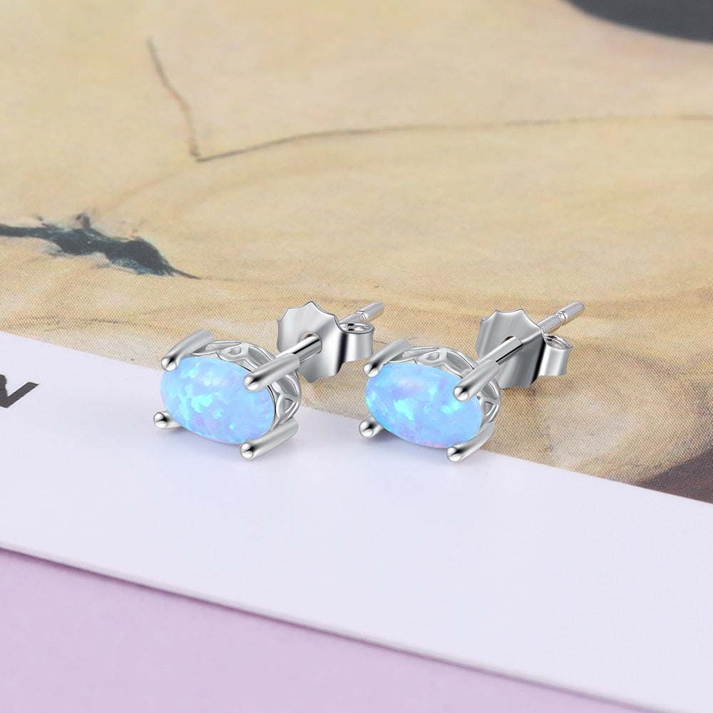 Peris Gems Oval Opal Silver Stud Earrings for Women | 925 Sterling Silver 4mm Moonstone Oval Opal Silver Stud Earrings for Women | 925 Sterling SHEIN Amazon Temu