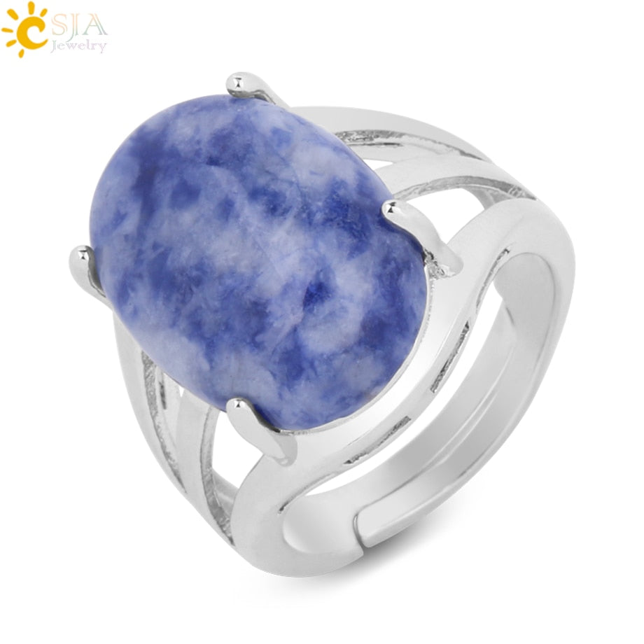 Peris Gems Oval Rieke Egg Shaped Natural Stone Adjustable Rings for Women Oval Rieke Egg Shaped Natural Stone Adjustable Rings Women SHEIN Amazon Temu