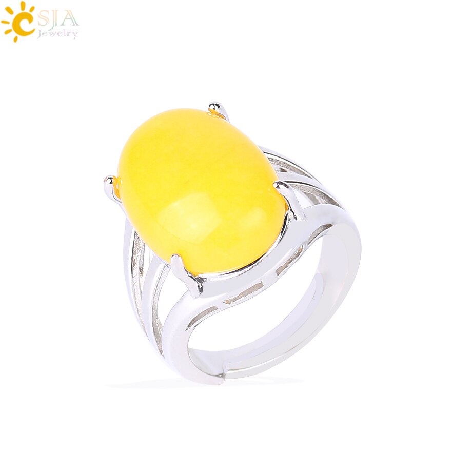 Peris Gems Oval Rieke Egg Shaped Natural Stone Adjustable Rings for Women Oval Rieke Egg Shaped Natural Stone Adjustable Rings Women SHEIN Amazon Temu