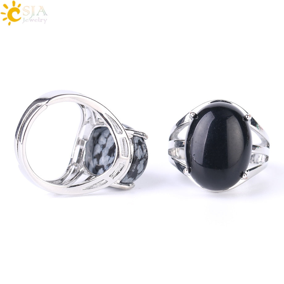 Peris Gems Oval Rieke Egg Shaped Natural Stone Adjustable Rings for Women Oval Rieke Egg Shaped Natural Stone Adjustable Rings Women SHEIN Amazon Temu