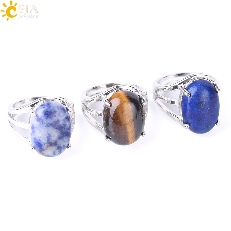 Peris Gems Oval Rieke Egg Shaped Natural Stone Adjustable Rings for Women Oval Rieke Egg Shaped Natural Stone Adjustable Rings Women SHEIN Amazon Temu