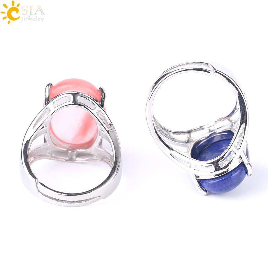 Peris Gems Oval Rieke Egg Shaped Natural Stone Adjustable Rings for Women Oval Rieke Egg Shaped Natural Stone Adjustable Rings Women SHEIN Amazon Temu