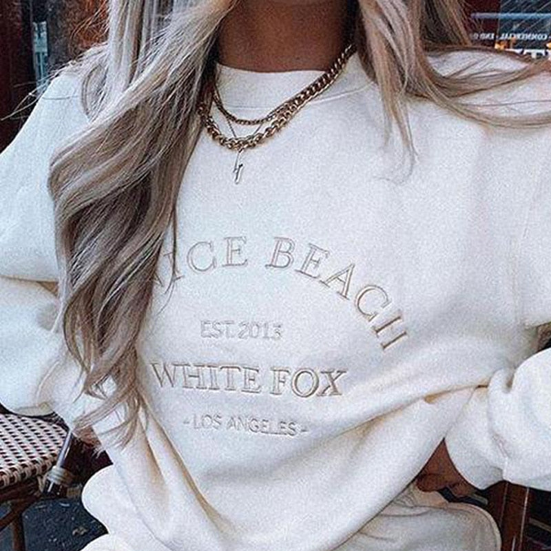 Peris Gems Oversized Embroidered Venice Beach Santa Monica Sweatshirt for Women Oversized Embroidered Venice Beach Santa Monica Sweatshirt SHEIN Amazon Temu