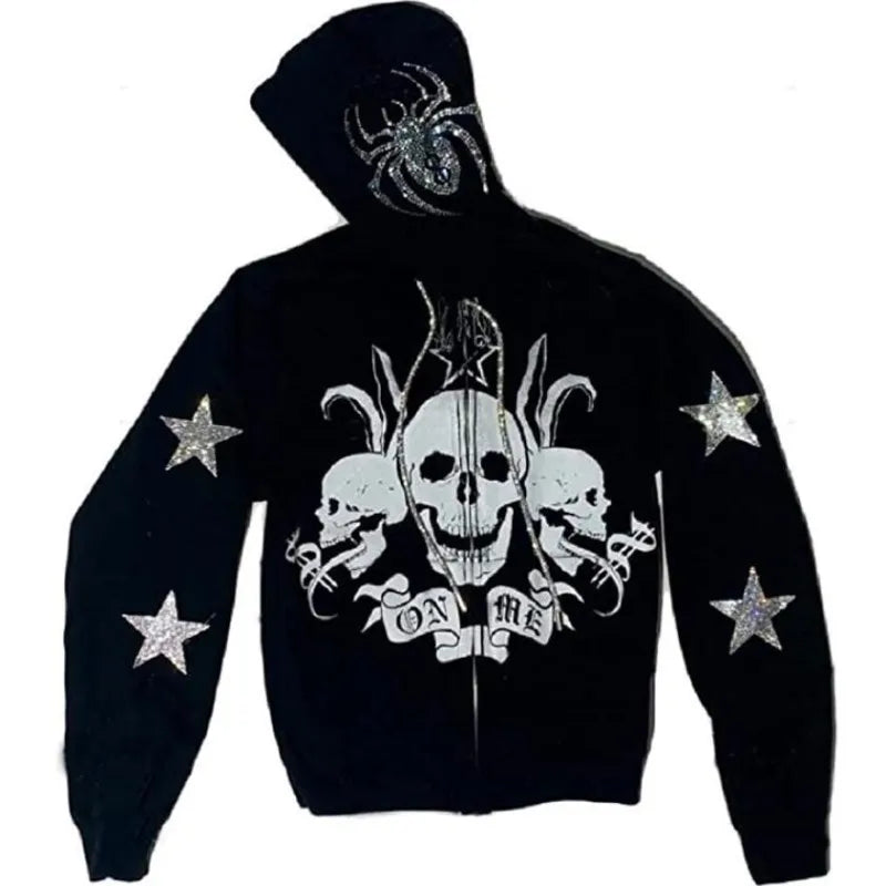 Peris Gems Oversized Goth Y2K Diamond Hooded Grunge Jackets Unisex SHEIN Amazon Temu