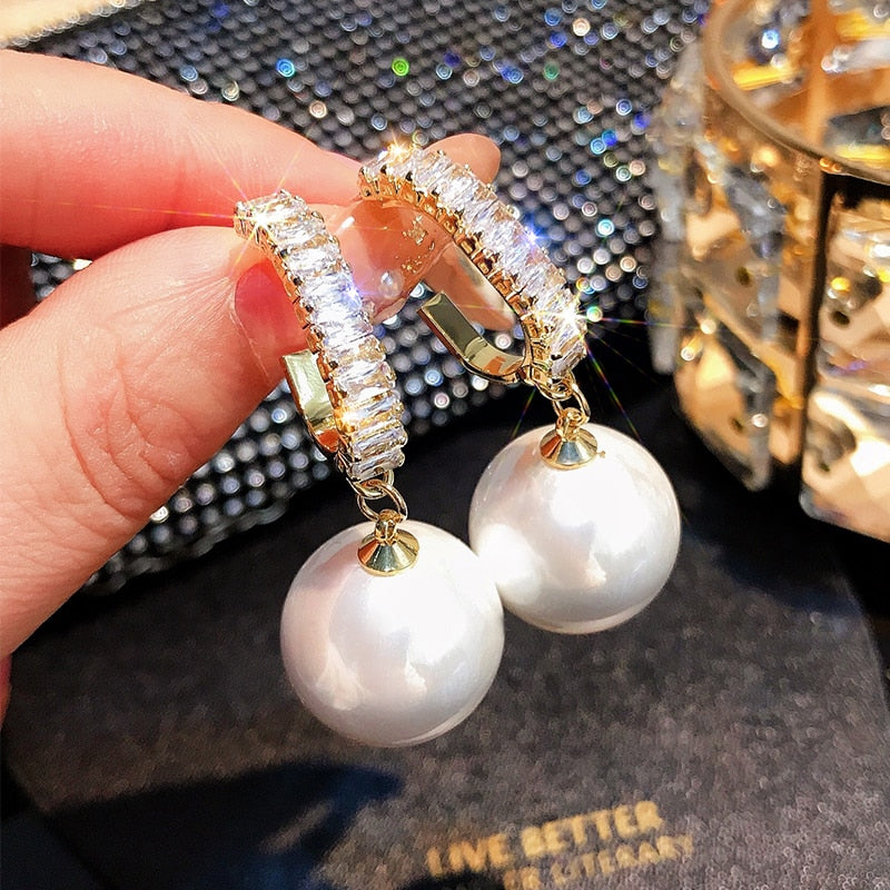 Peris Gems Oversized Pearl Drop Earrings for Women | Gold Dangle Earrings SHEIN Amazon Temu