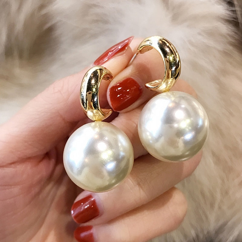 Peris Gems Oversized Pearl Drop Earrings for Women | Gold Pearl Earrings for Women SHEIN Amazon Temu