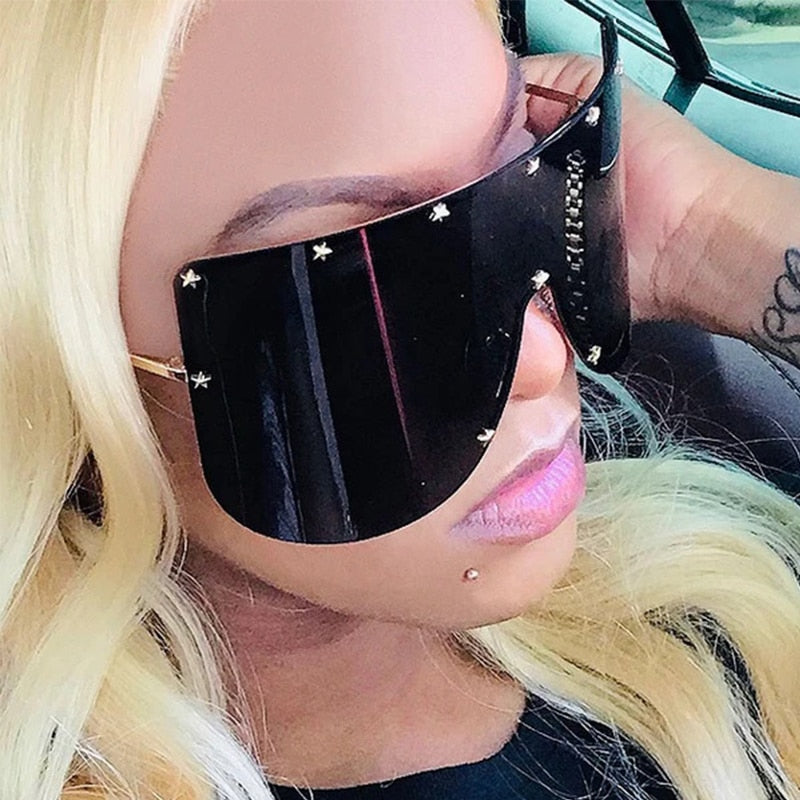 Peris Gems Oversized Shield Sunglasses Unisex | Large Blocky Rimless Sunglasses Oversized Shield Sunglasses Unisex | Large Blocky Sunglasses SHEIN Amazon Temu