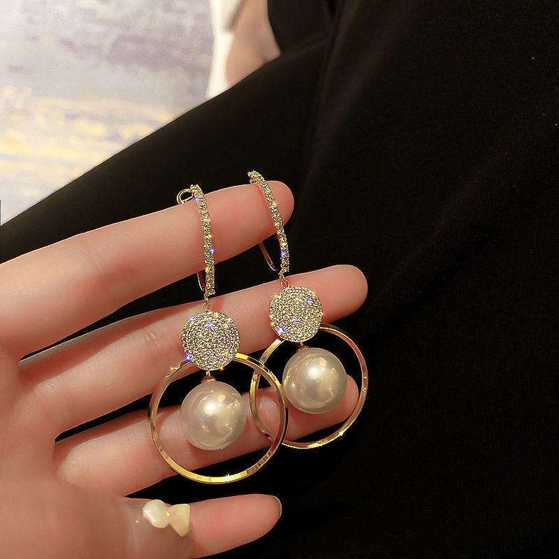 Peris Gems Oversized White Pearl Drop Earrings for Women | Gold Round Earrings Oversized White Pearl Drop Earrings for Women | Gold Earring SHEIN Amazon Temu