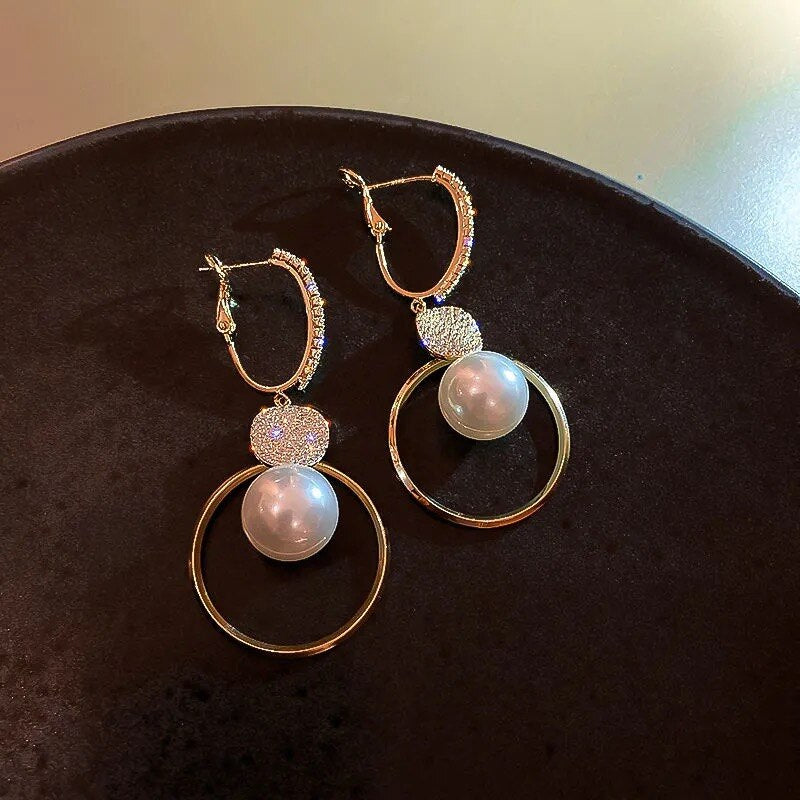 Peris Gems Oversized White Pearl Drop Earrings for Women | Gold Round Earrings Oversized White Pearl Drop Earrings for Women | Gold Earring SHEIN Amazon Temu
