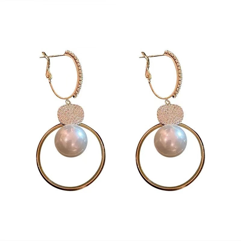 Peris Gems Oversized White Pearl Drop Earrings for Women | Gold Round Earrings Oversized White Pearl Drop Earrings for Women | Gold Earring SHEIN Amazon Temu