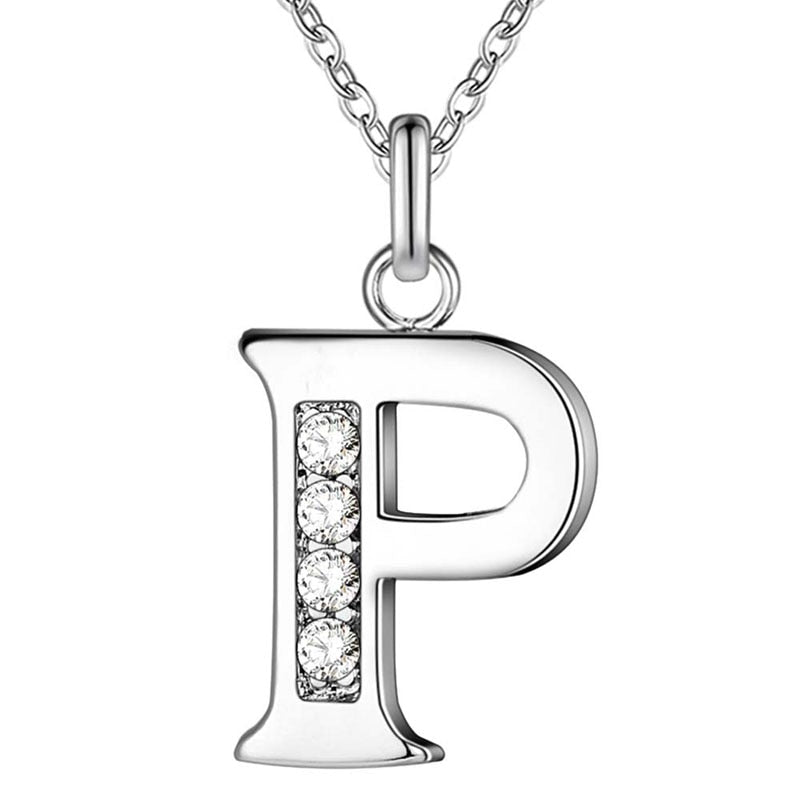 Peris Gems P Initial Letter Silver Diamond Necklaces | Elegant Unisex Initial Necklace SHEIN Amazon Temu