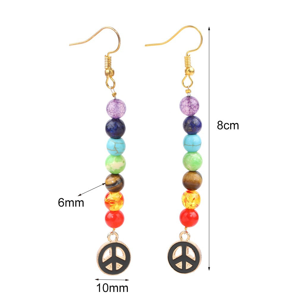 Peris Gems Peace Sign 1 Rainbow 7 Chakra Stone Tassel Earrings for Women SHEIN Amazon Temu
