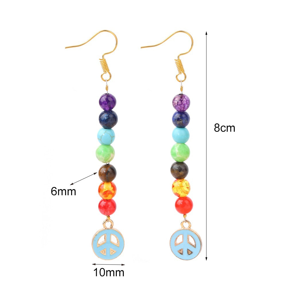 Peris Gems Peace Sign 2 Rainbow 7 Chakra Stone Tassel Earrings for Women SHEIN Amazon Temu