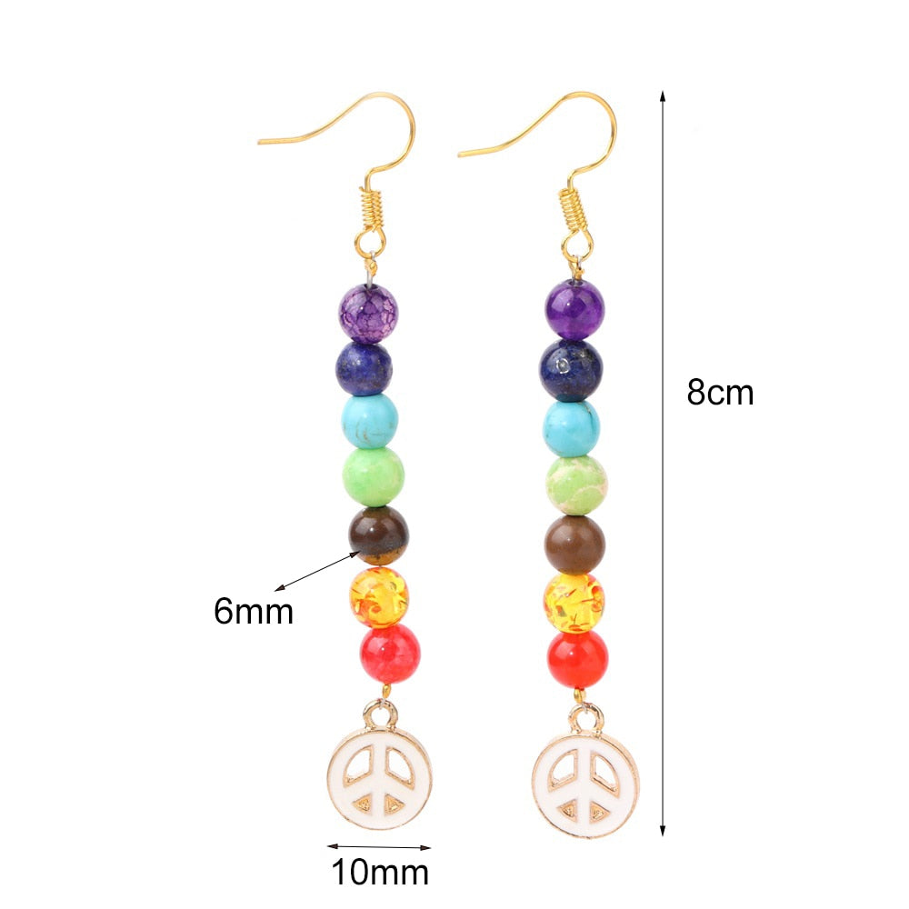 Peris Gems Peace Sign Rainbow 7 Chakra Stone Tassel Earrings for Women SHEIN Amazon Temu