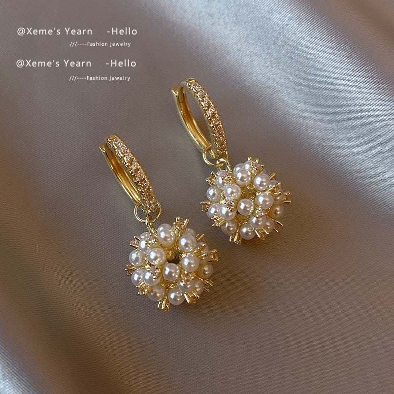 Peris Gems Pearl Ball Dangle Earrings for Women | Gold Bead Drop Tassel Earrings Pearl Ball Dangle Earrings for Women | Gold Bead Tassel SHEIN Amazon Temu