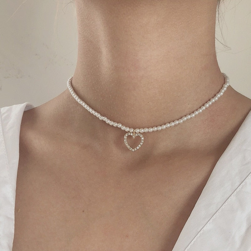 Peris Gems Pearl Heart Necklace for Women | Gold Heart Choker SHEIN Amazon Temu