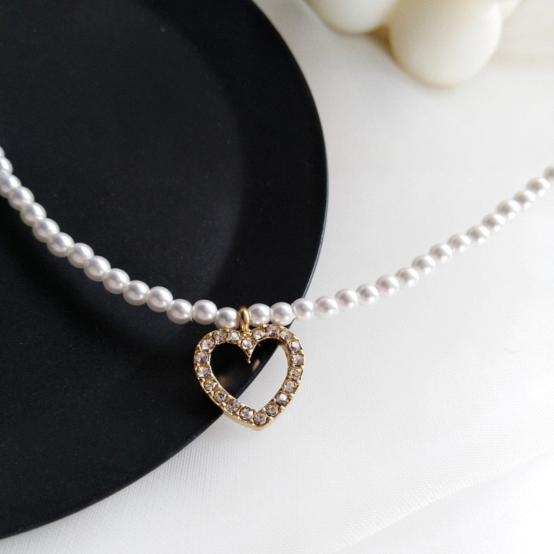 Peris Gems Pearl Heart Necklace for Women | Gold Heart Choker SHEIN Amazon Temu