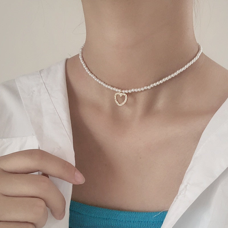 Peris Gems Pearl Heart Necklace for Women | Gold Heart Choker SHEIN Amazon Temu