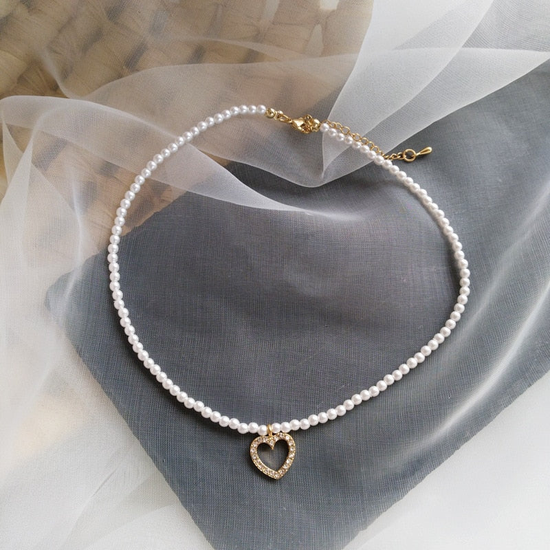 Peris Gems Pearl Heart Necklace for Women | Gold Heart Choker SHEIN Amazon Temu