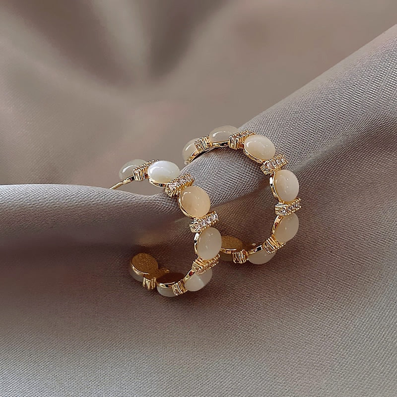Peris Gems Pearl Luxury Opal Hoop Earrings for Women | Hoop Pearl Earrings SHEIN Amazon Temu