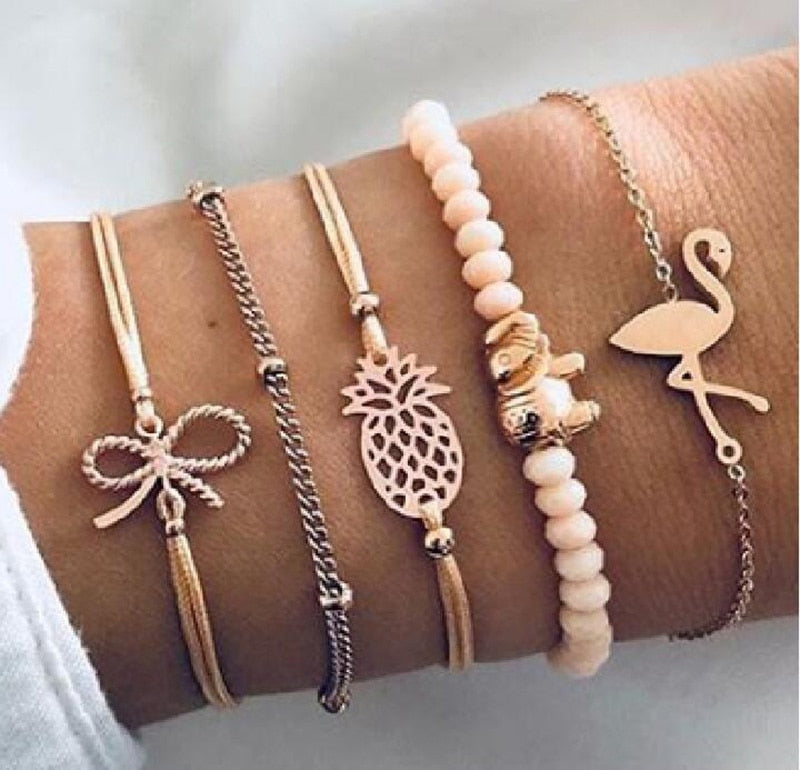 Peris Gems Pearl Set Bohemian Style 5pc Rope Charm Bracelet Sets for Women SHEIN Amazon Temu